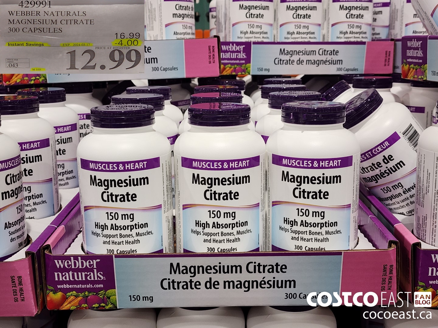429991 WEBBER NATURALS MAGNESIUM CITRATE 300 CAPSULES ($4.00 INSTANT SAVINGS EXPIRES ON 2024-03-17) $12.99