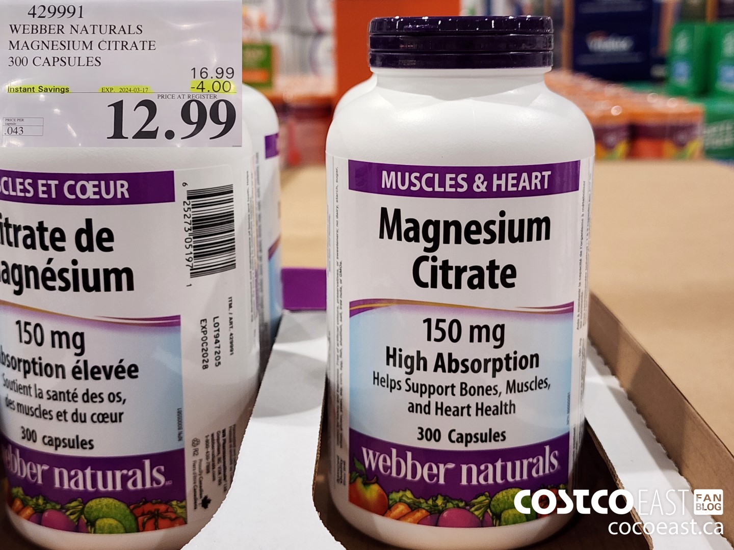 429991 WEBBER NATURALS MAGNESIUM CITRATE 300 CAPSULES ($4.00 INSTANT SAVINGS EXPIRES ON 2024-03-17) $12.99