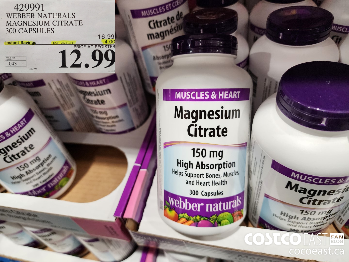 429991 WEBBER NATURALS MAGNESIUM CITRATE 300 CAPSULES ($4.00 INSTANT SAVINGS EXPIRES ON 2024-03-17) $12.99
