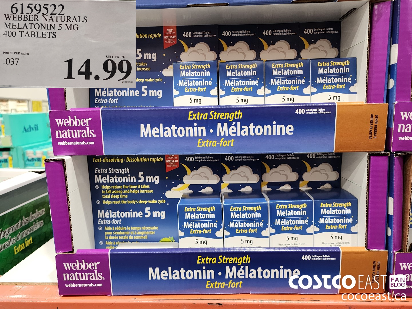 6159522 WEBBER NATURALS MELATONIN 5 MG 400 TABLETS $14.99