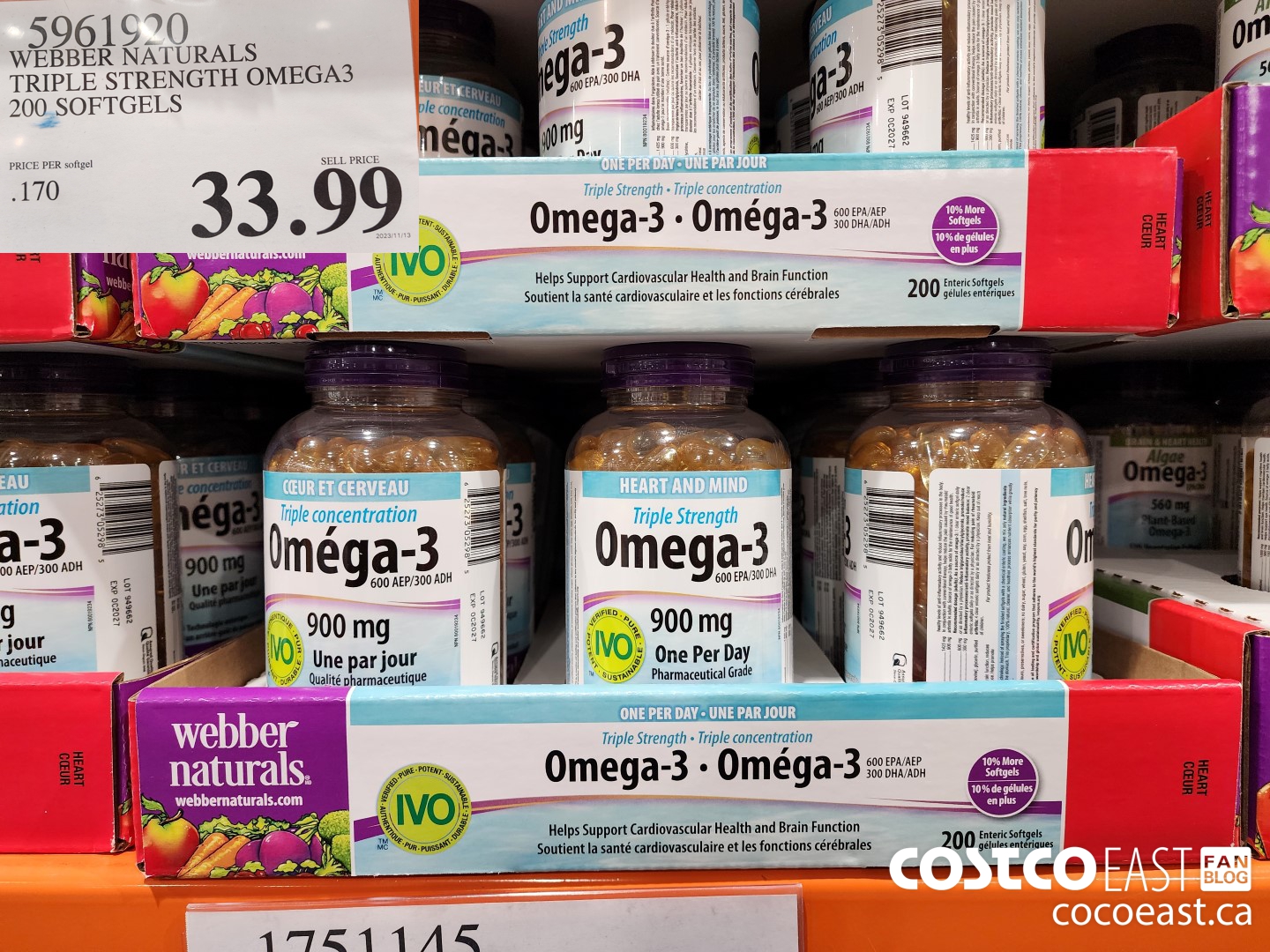 5961920 WEBBER NATURALS TRIPLE STRENGTH OMEGA3 200 SOFTGELS $33.99
