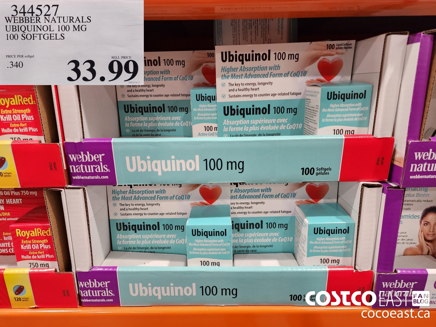 344527 WEBBER NATURALS UBIQUINOL 100 MG 100 SOFTGELS $33.99