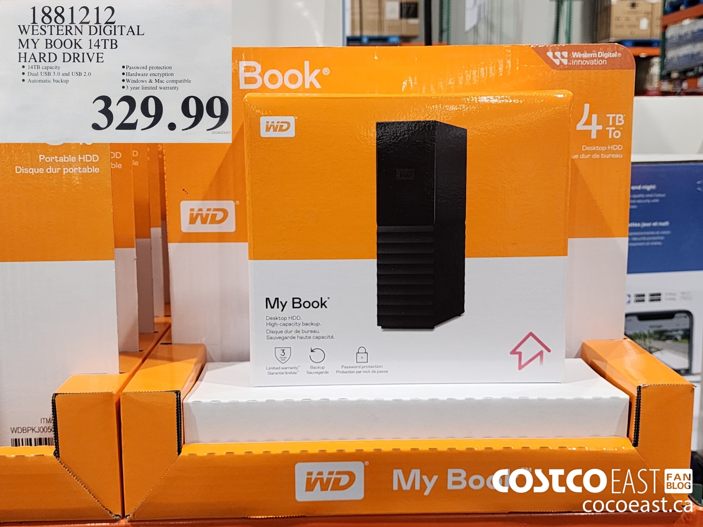 1881212 WESTERN DIGITAL MY BOOK 14TB HARD DRIVE $329.99