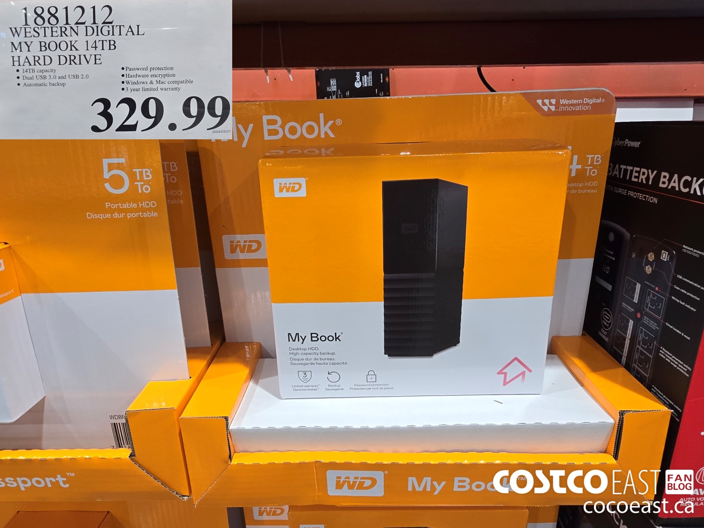 1881212 WESTERN DIGITAL MY BOOK 14TB HARD DRIVE $329.99