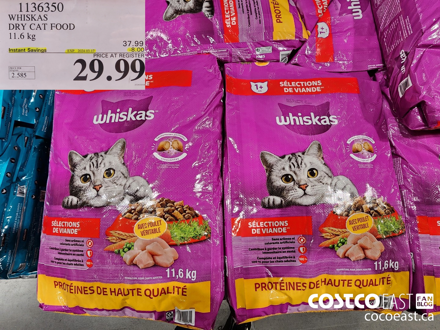 1136350 WHISKAS DRY CAT FOOD 11.6 kg ($8.00 INSTANT SAVINGS EXPIRES ON 2024-03-17) $29.99