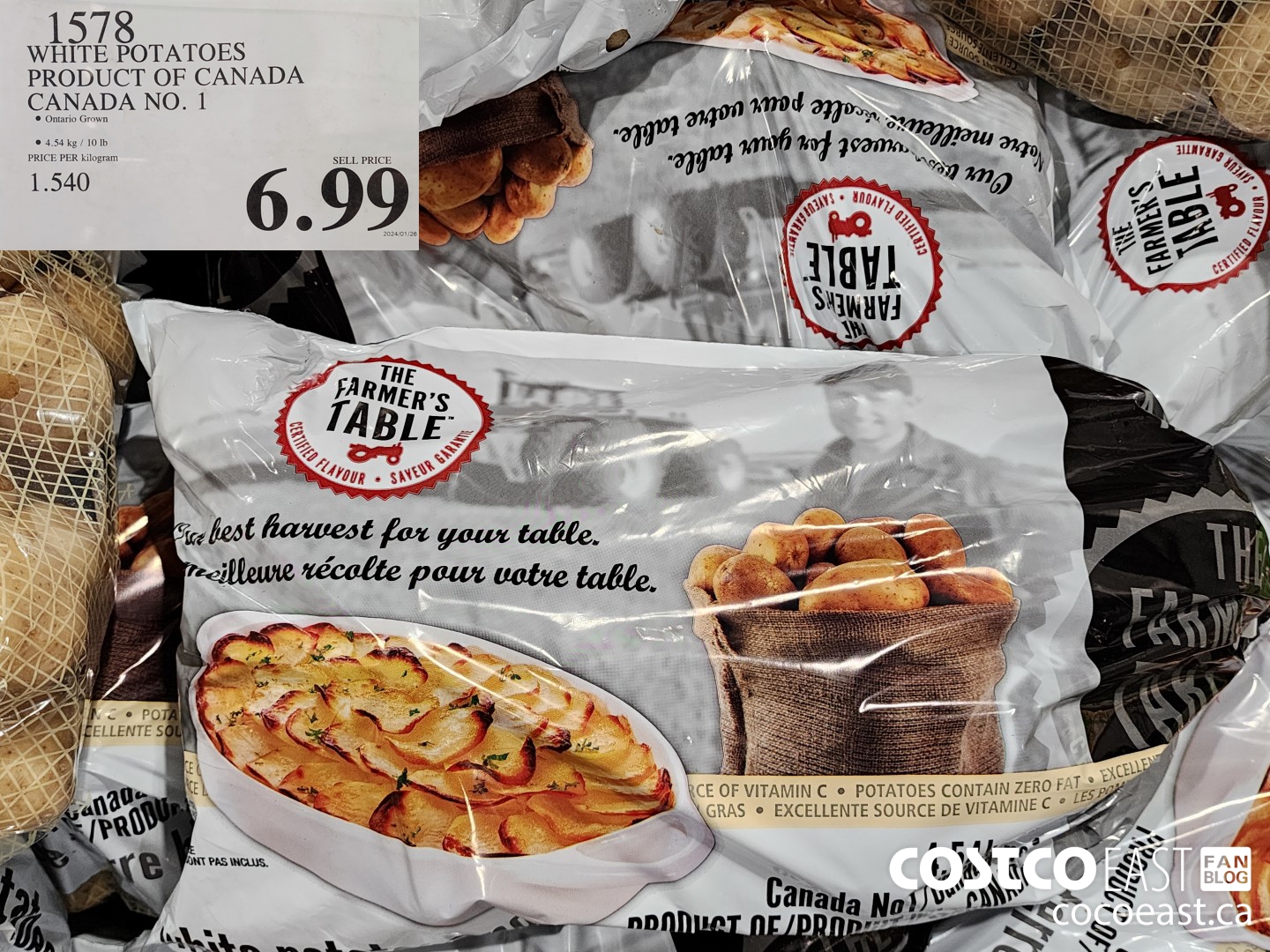 1578 WHITE POTATOES PRODUCT OF CANADA CANADA NO. 1 $6.99
