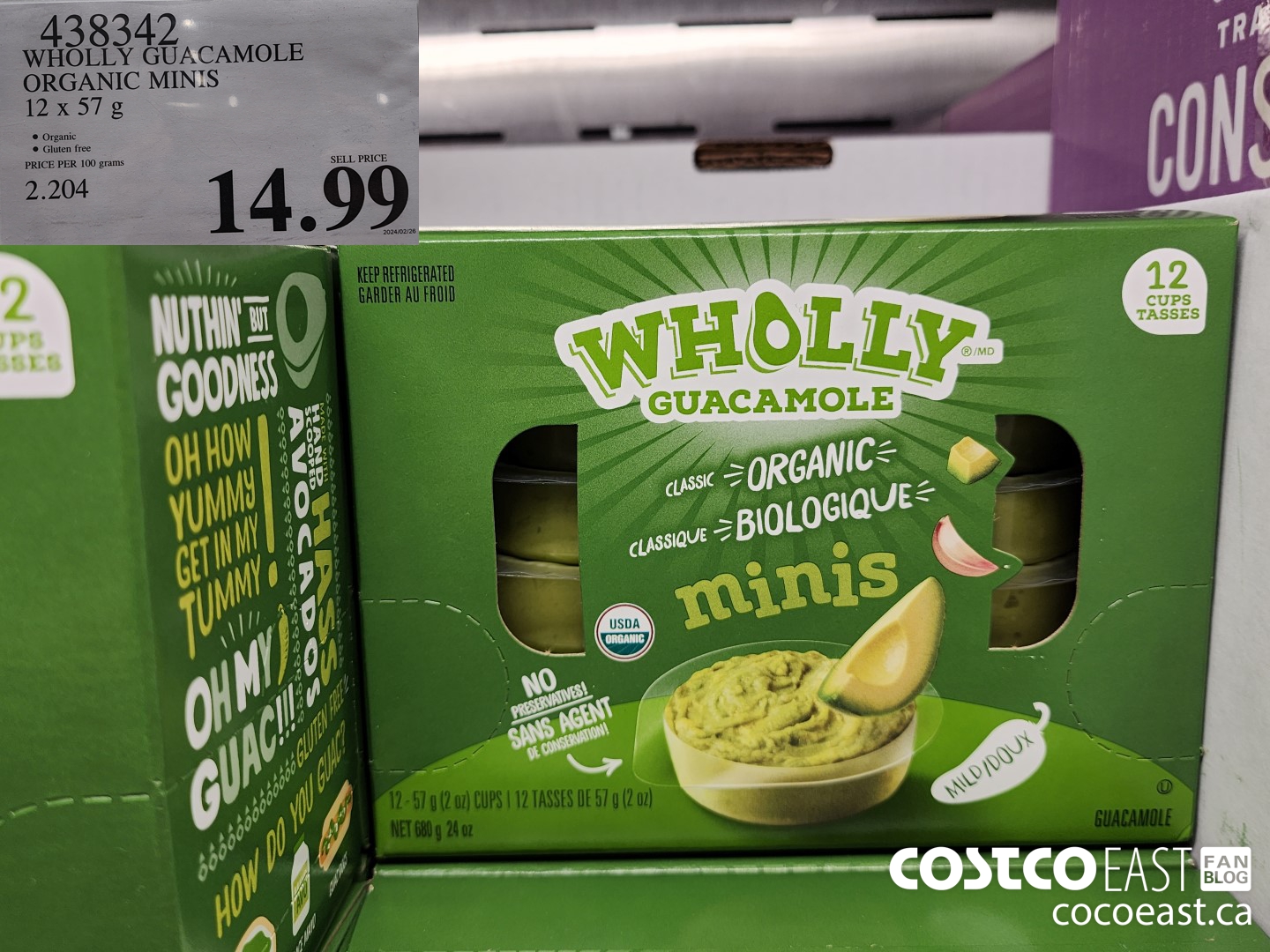 438342 WHOLLY GUACAMOLE ORGANIC MINIS 12 X 57 G $14.99