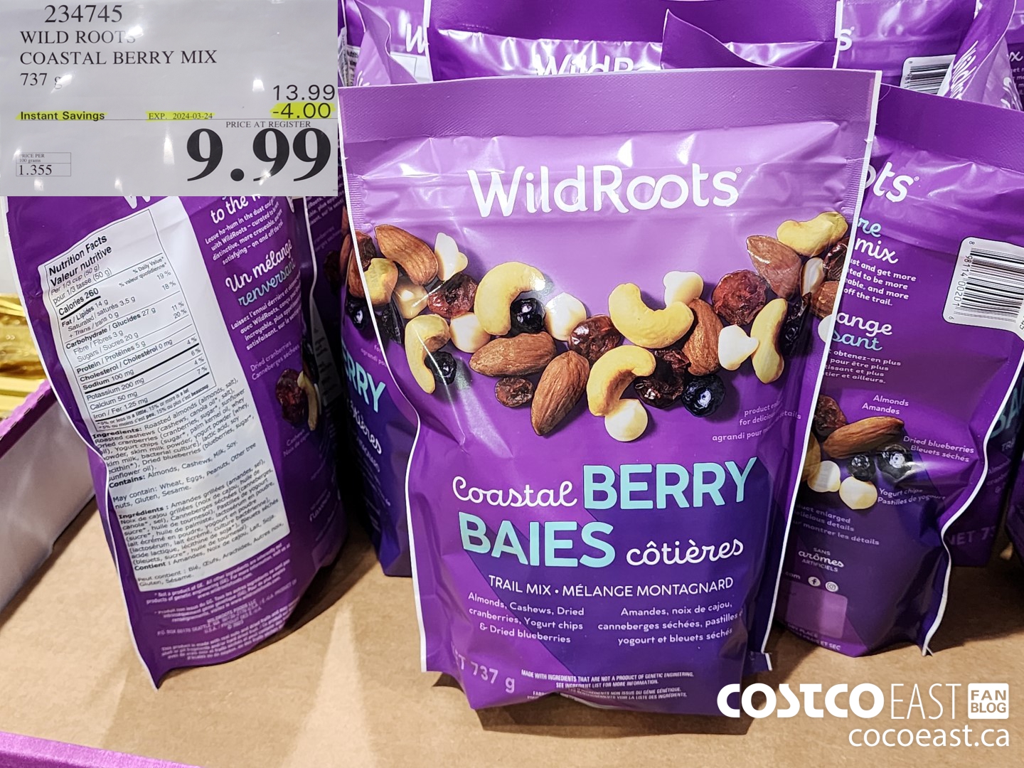 234745 WILD ROOTS COASTAL BERRY MIX 737 G ($4.00 INSTANT SAVINGS EXPIRES ON 2024-03-24) $9.99