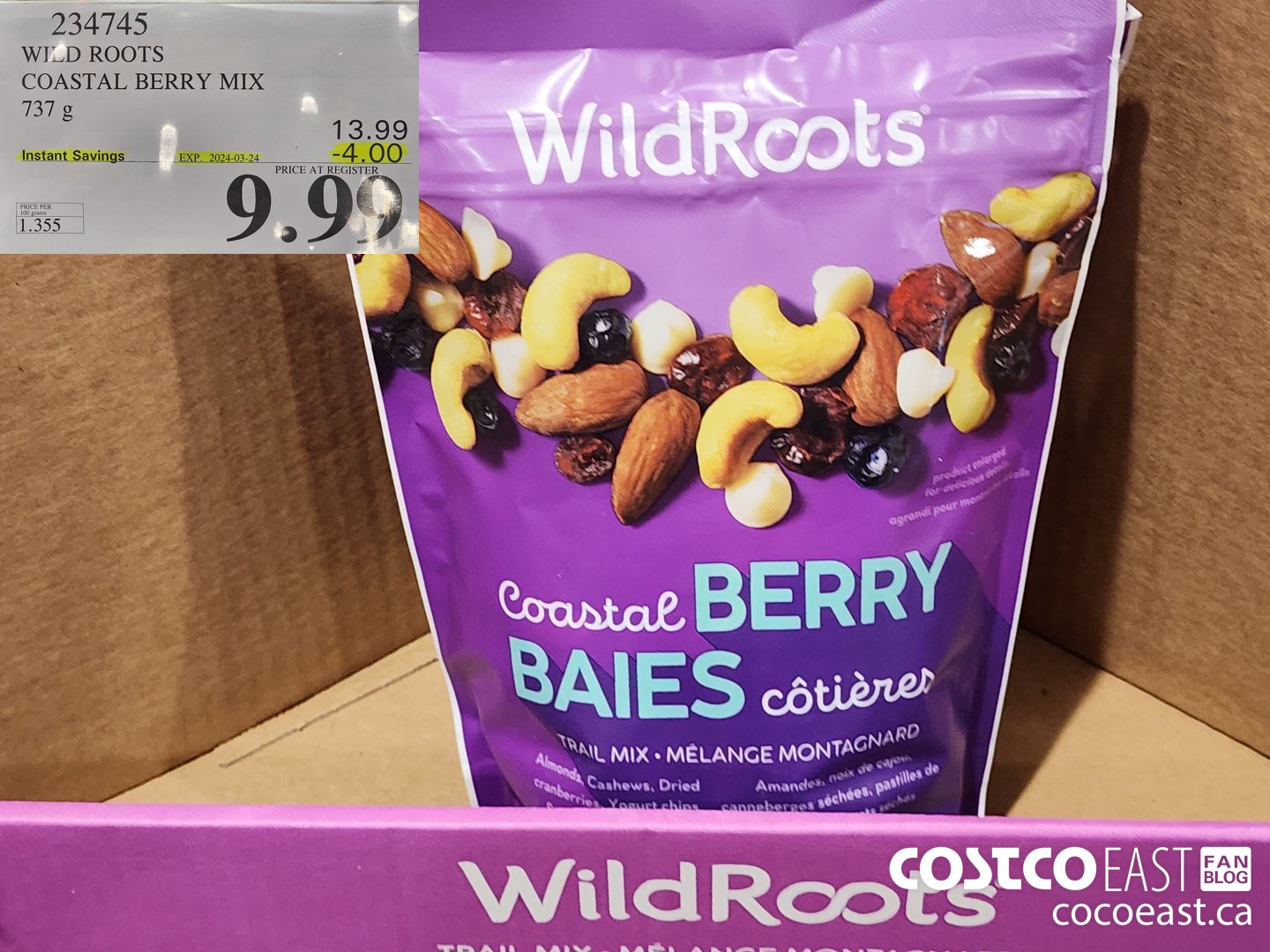 234745 WILD ROOTS COASTAL BERRY MIX 737 G ($4.00 INSTANT SAVINGS EXPIRES ON 2024-03-24) $9.99