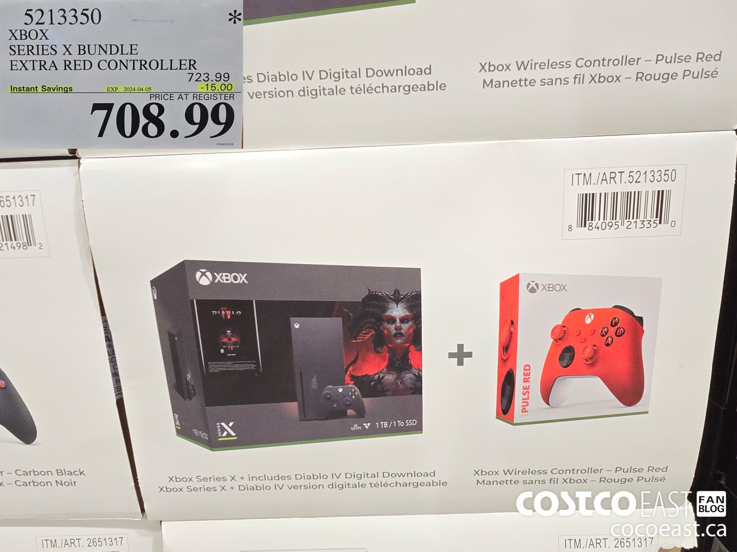5213350 XBOX SERIES X BUNDLE EXTRA RED CONTROLLER ($15.00 INSTANT SAVINGS EXPIRES ON 2024-04-05) $708.99