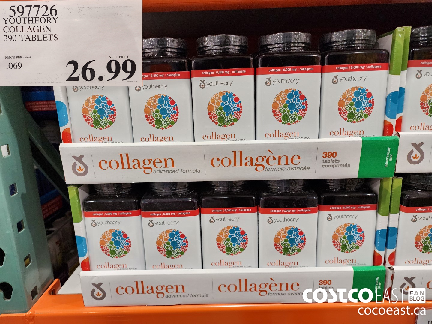 597726 YOUTHEORY COLLAGEN 390 TABLETS $26.99