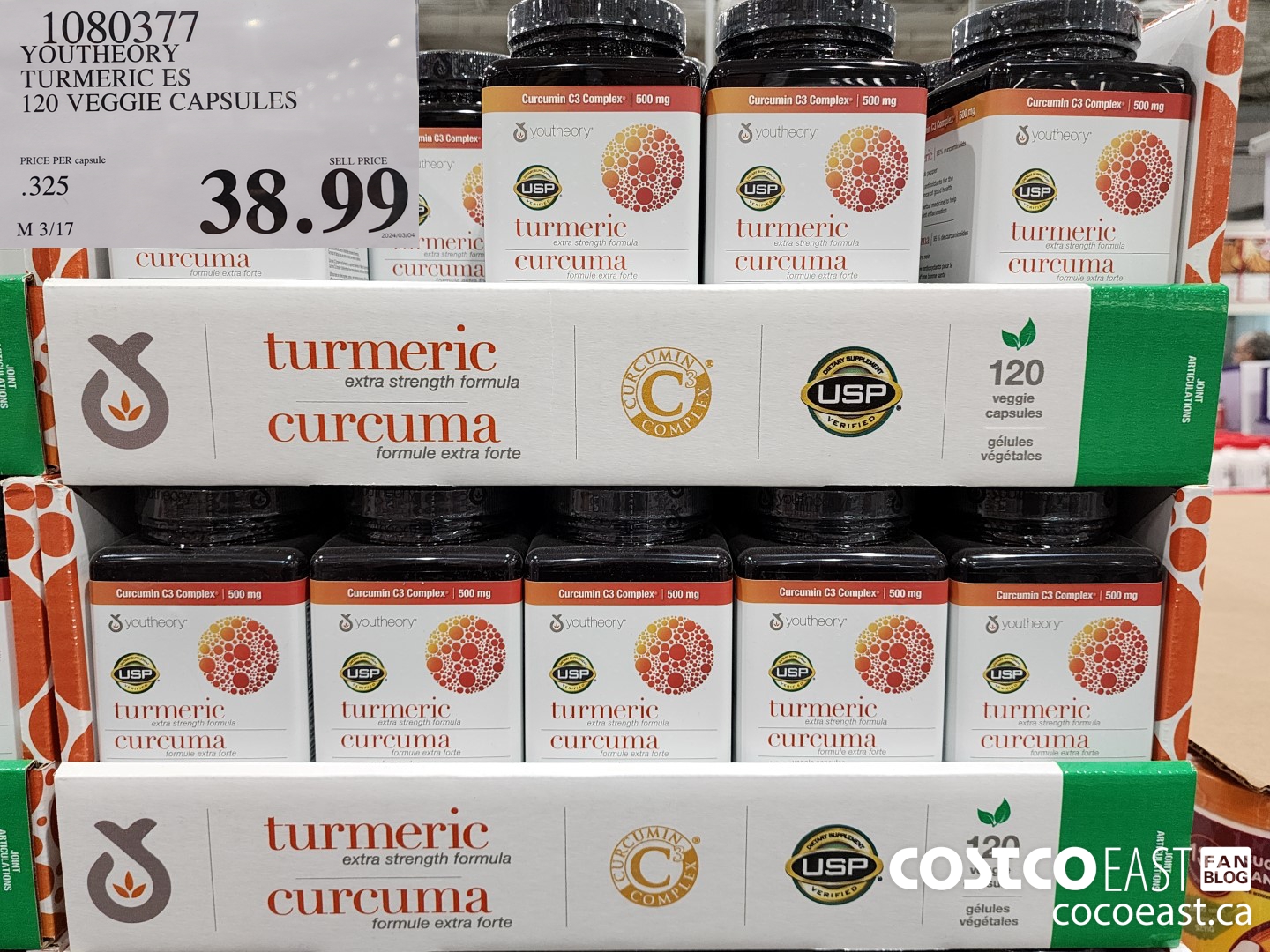 1080377 YOUTHEORY TUMERIC ES 120 VEGGIE CAPSULES $38.99