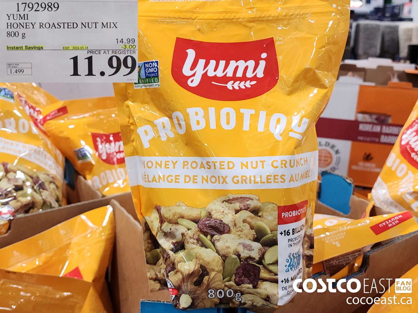1792989 YUMI HONEY ROASTED ALMOND 800 G ($3.00 INSTANT SAVINGS EXPIRES ON 2024-03-18) $11.99