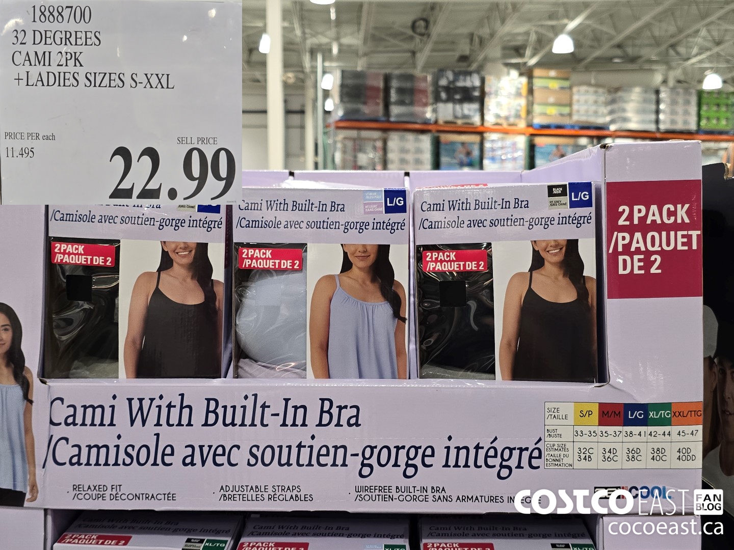 1888700 32 DEGREES CAMI 2PK +LADIES SIZES S-XXL $22.99