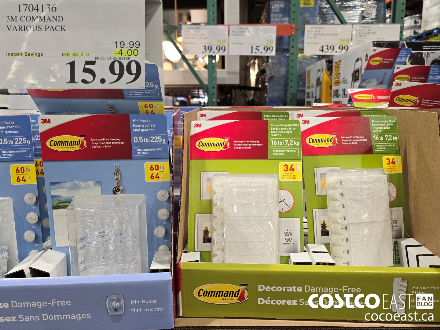 1704136 3M COMMAND VARIOUS PACK ($4.00 INSTANT SAVINGS EXPIRES ON 2024-04-28) $15.99