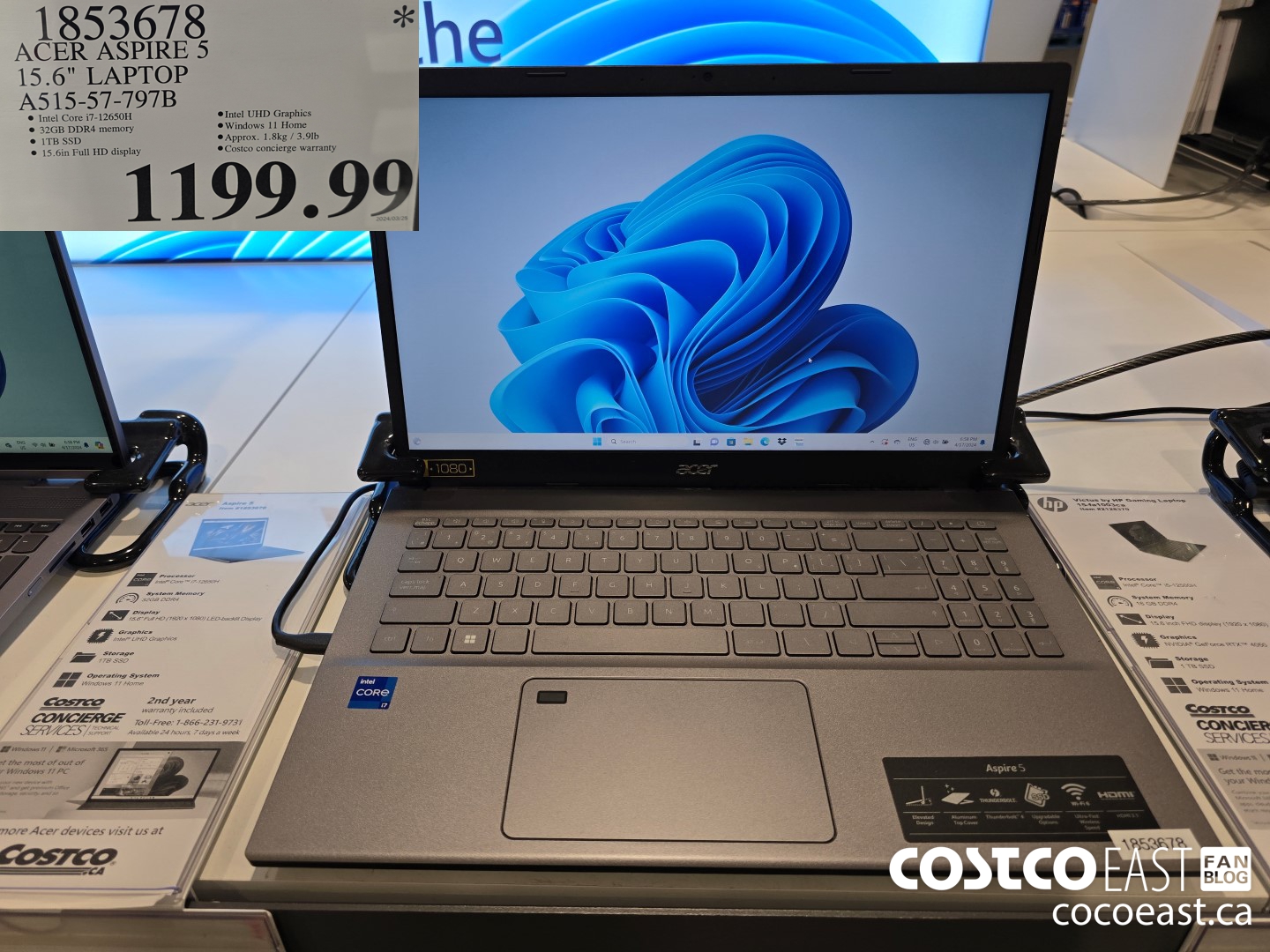 1853678 ACER ASPIRE 5 15.6IN LAPTOP COMPUTER A515-57-797B $1199.99