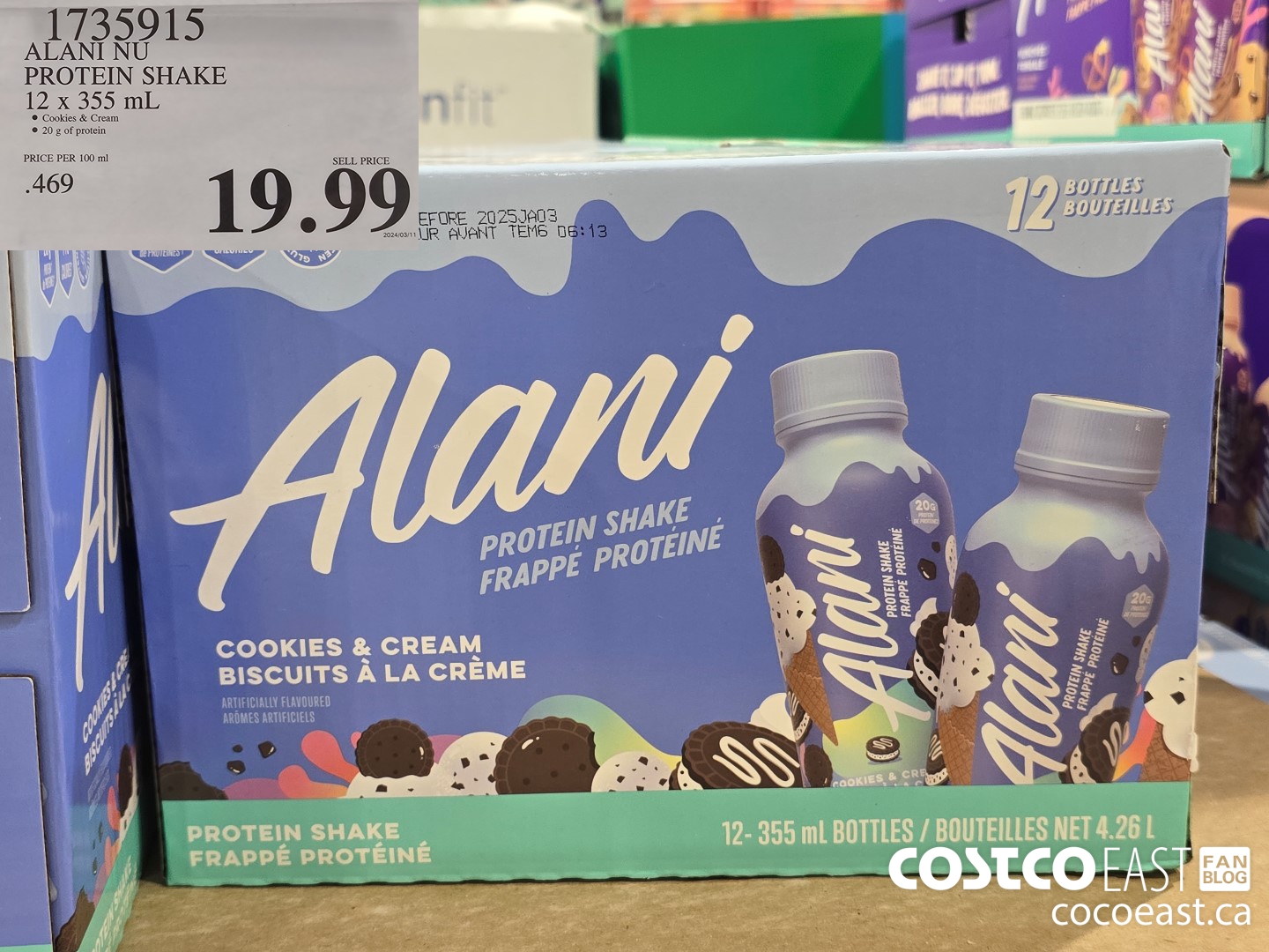 1735915 ALANI NU PROTEIN SHAKE 12 X 355 ML $19.99