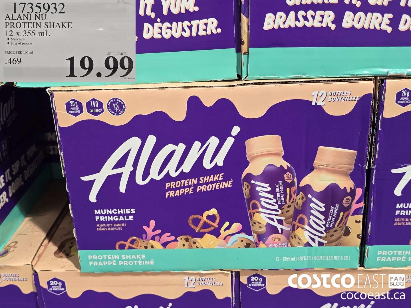 1735932 ALANI NU PROTEIN SHAKE 12 x 355 mL $19.99