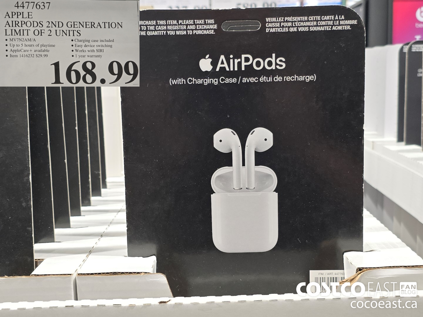 4477637 APPLE AIRPODS 2ND GENERATION LIMIT OF 2 UNITS $168.99