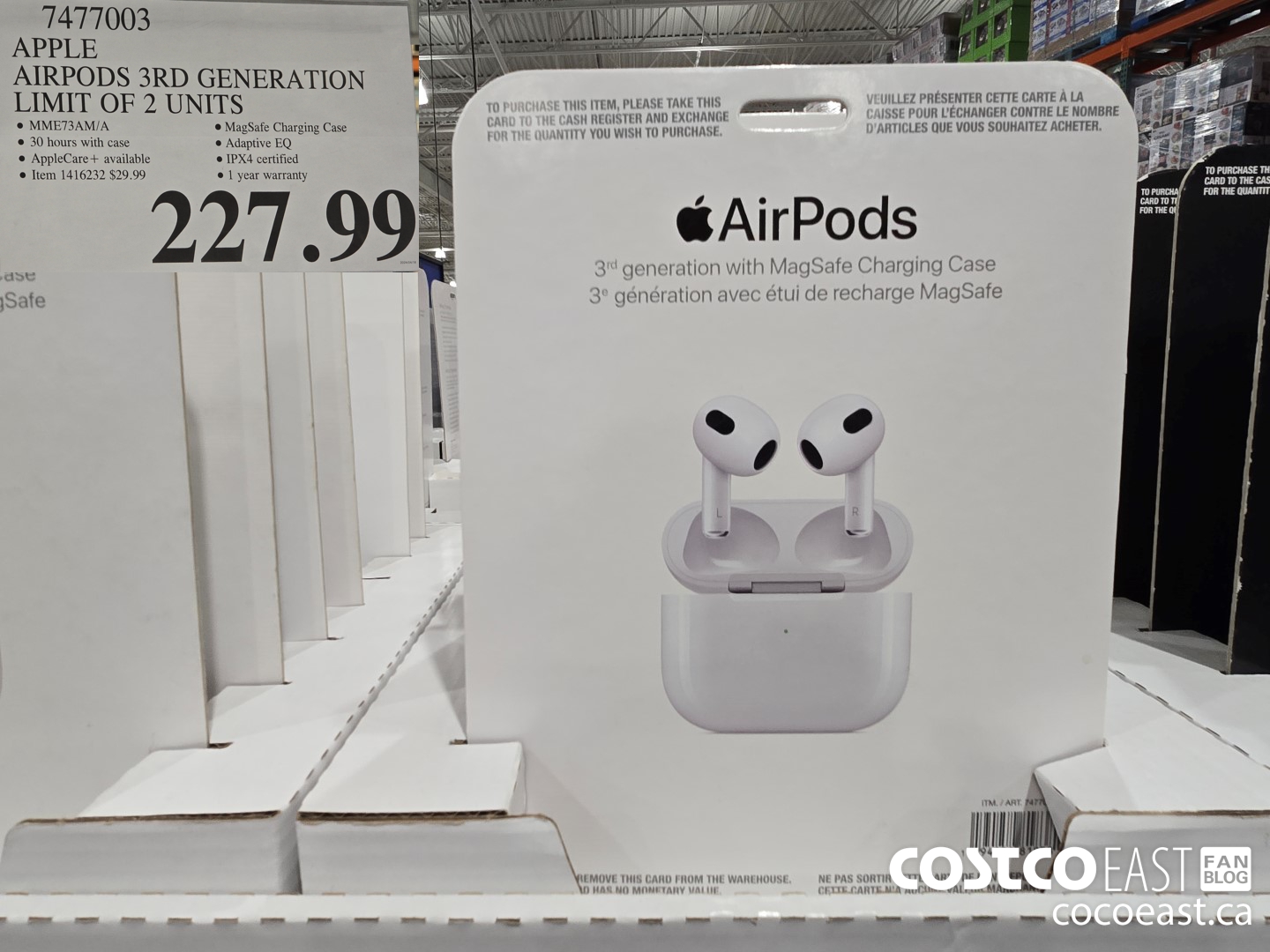7477003 APPLE AIRPODS 3RD GENERATION LIMIT OF 2 UNITS $227.99