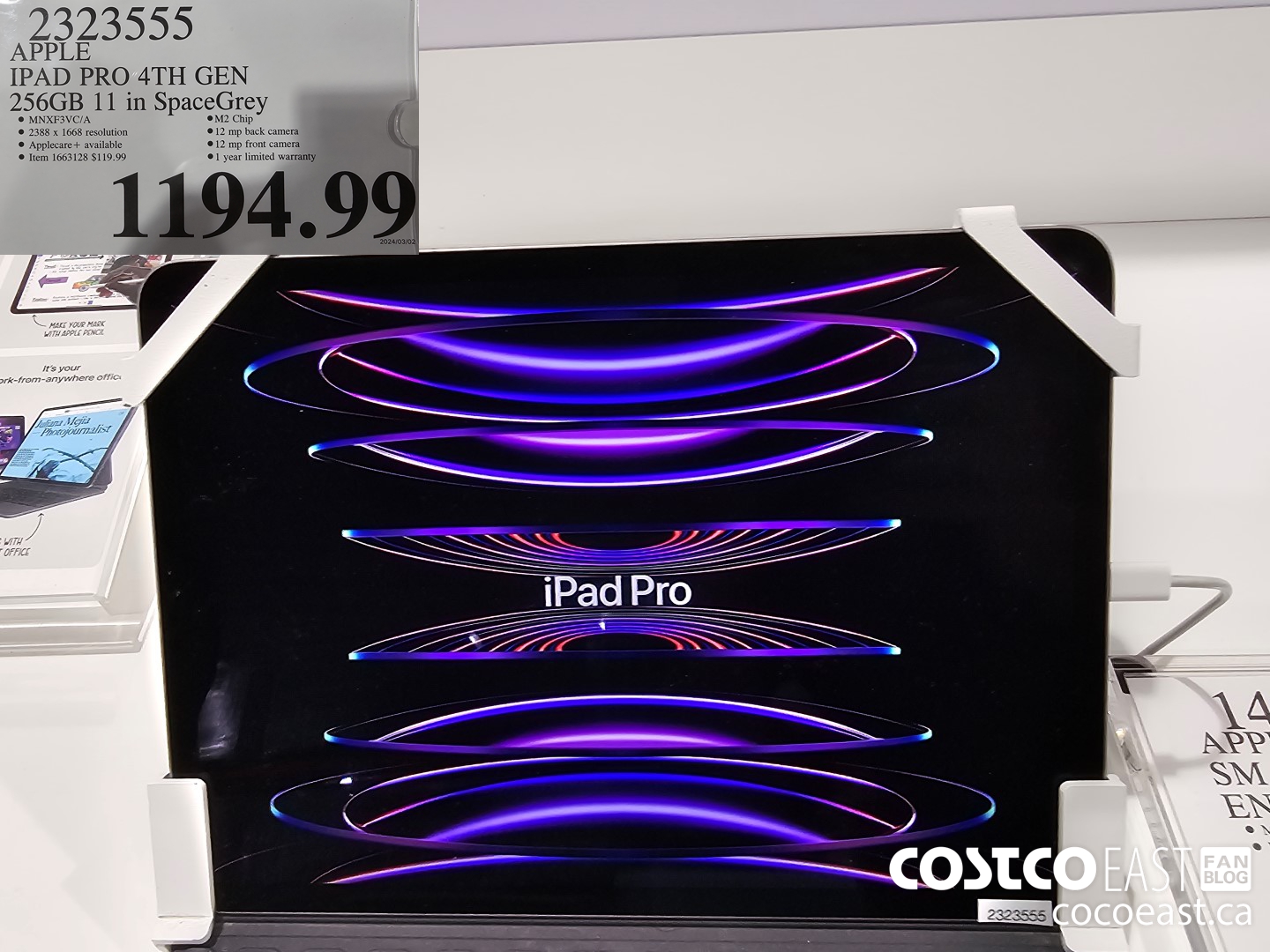 2323555 APPLE IPAD PRO 4TH GEN 256GB 11 IN SPACE GREY $1194.99