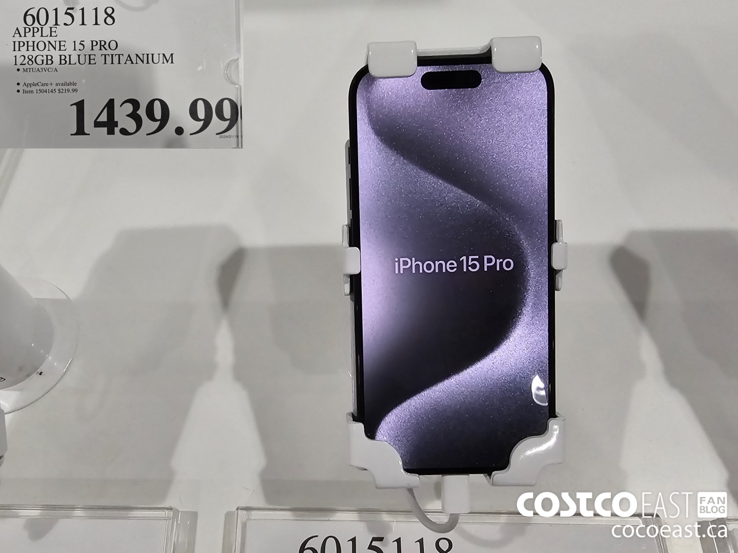 6015118 APPLE IPHONE 15 PRO 128GB BLUE TITANIUM $1439.99