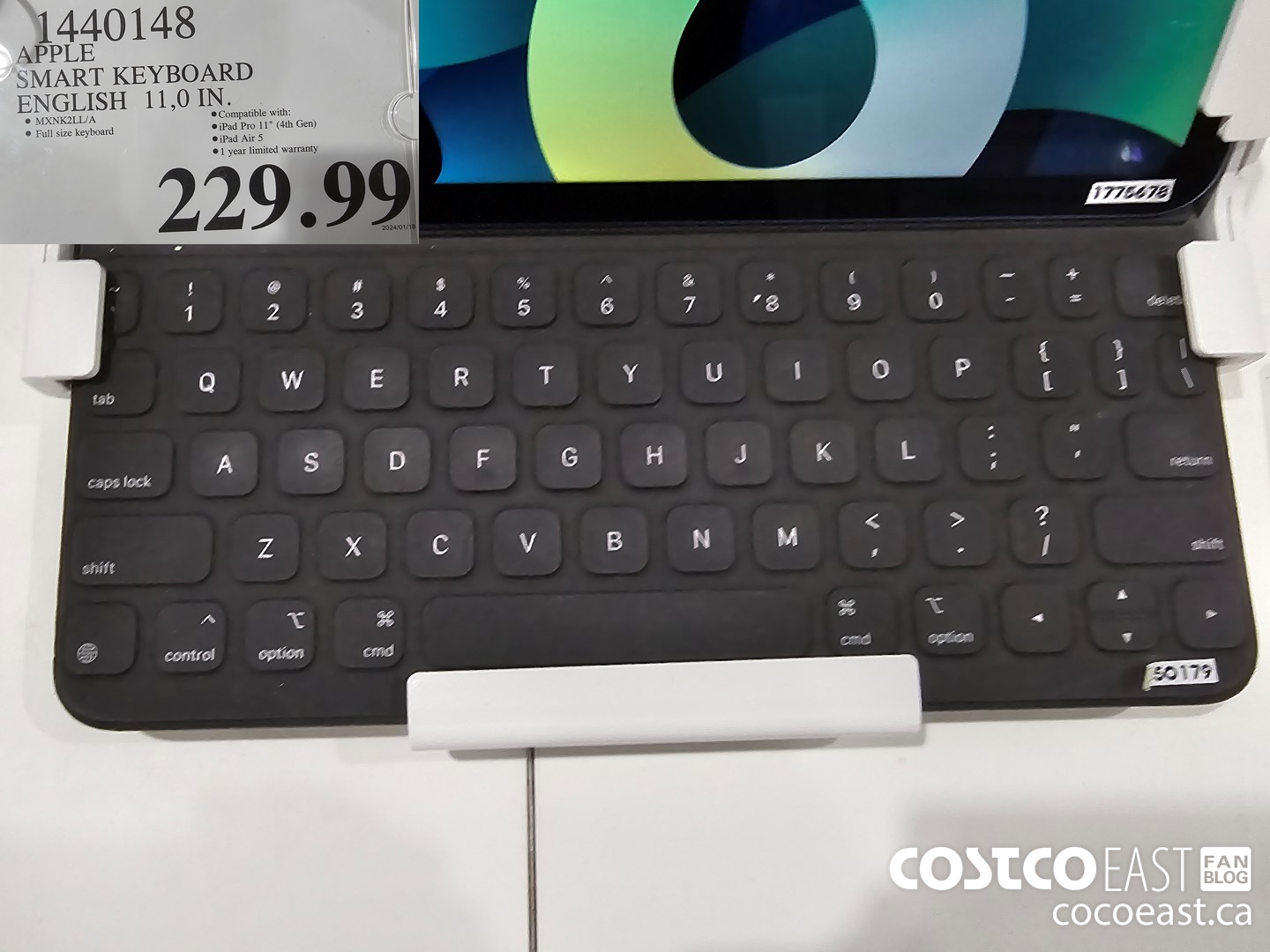 1440148 APPLE SMART KEYBOARD ENGLISH 11.0 IN. $229.99