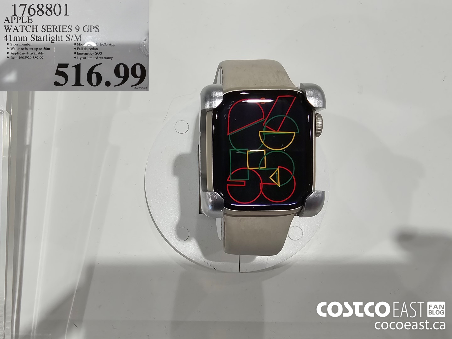 1768801 APPLE WATCH SERIES 9 GPS 41mm Starlight S/M $516.99