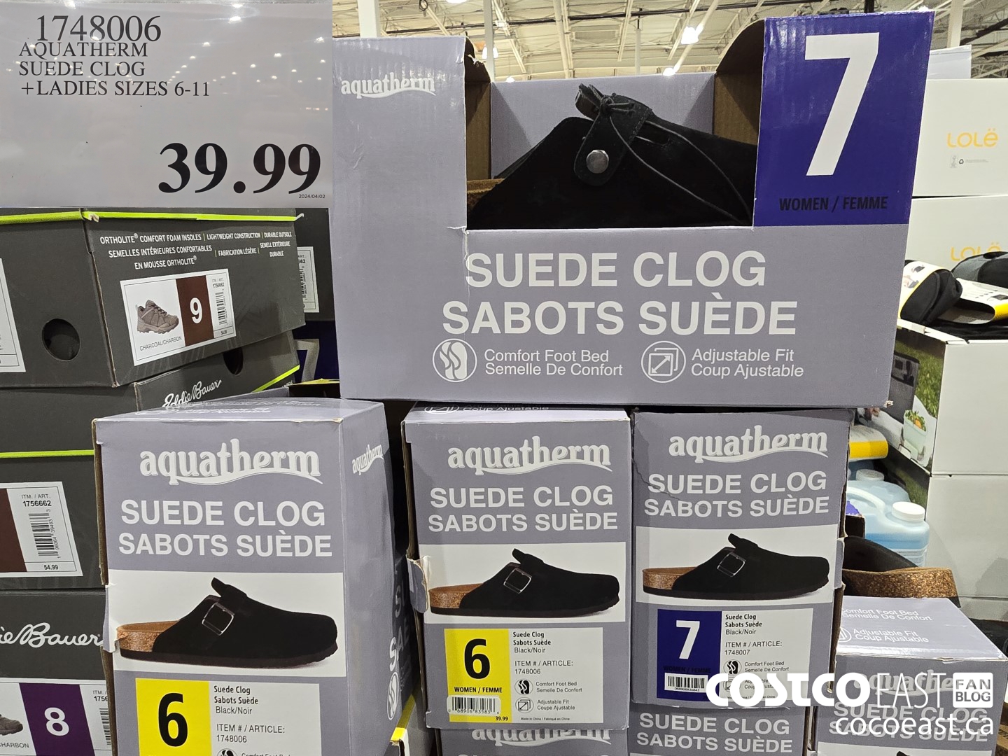 1748006 AQUATHERM SUEDE CLOG +LADIES SIZES 6-11 $39.99