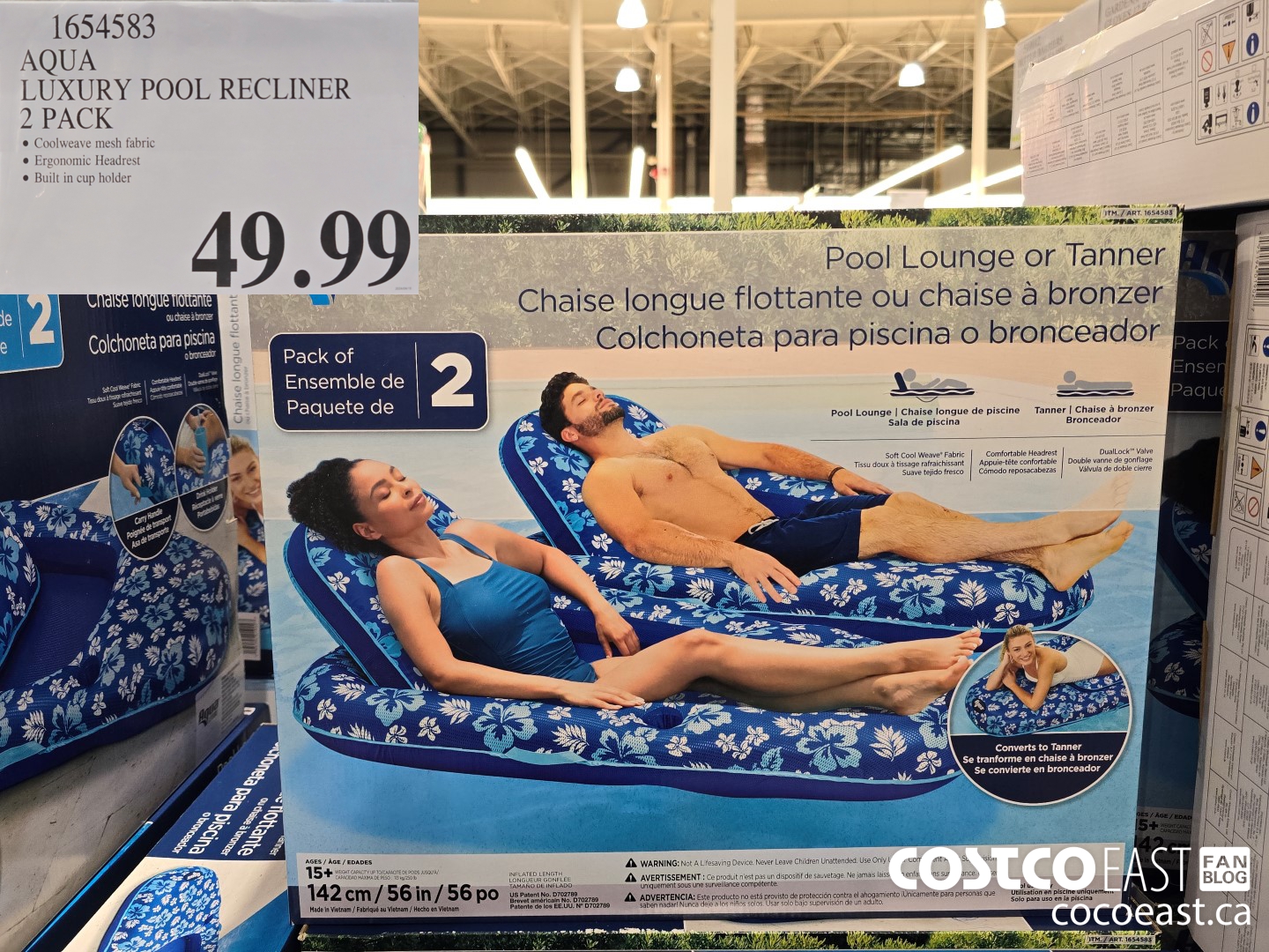 1654583 AQUA LUXURY POOL RECLINER 2 PACK $49.99