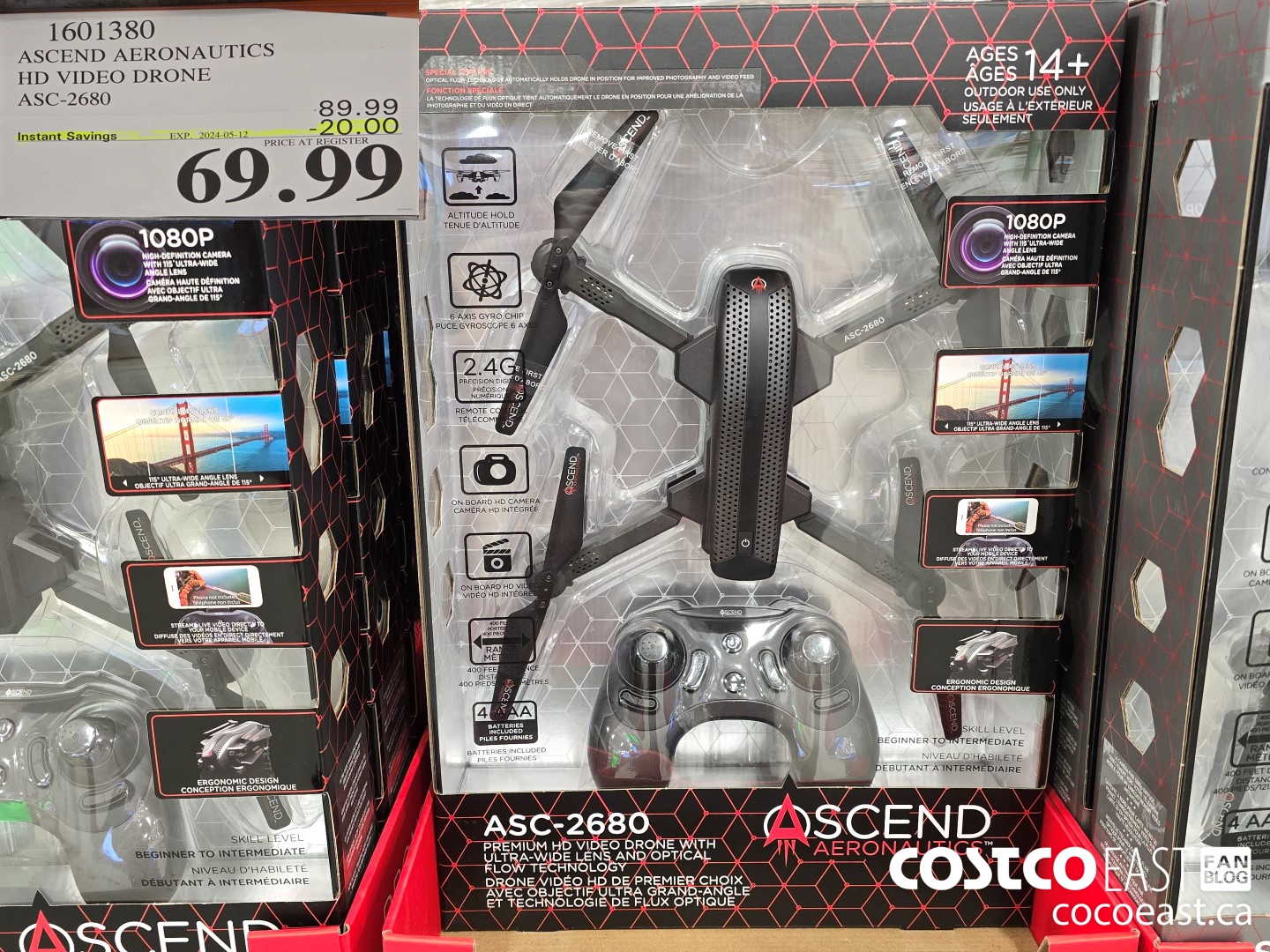 1601380 ASCEND AERONAUTICS HD VIDEO DRONE ASC-2680 ($20.00 INSTANT SAVINGS EXPIRES ON 2024-05-12) $69.99