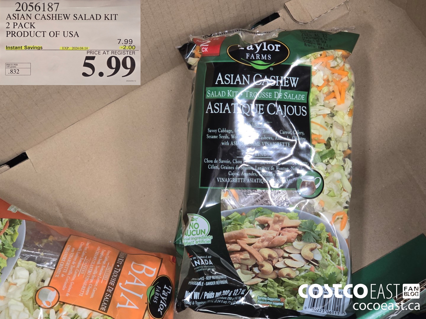 2056187 ASIAN CASHEW SALAD KIT 2-PACK PRODUCT OF USA ($2.00 INSTANT SAVINGS EXPIRES ON 2024-04-14) $5.99