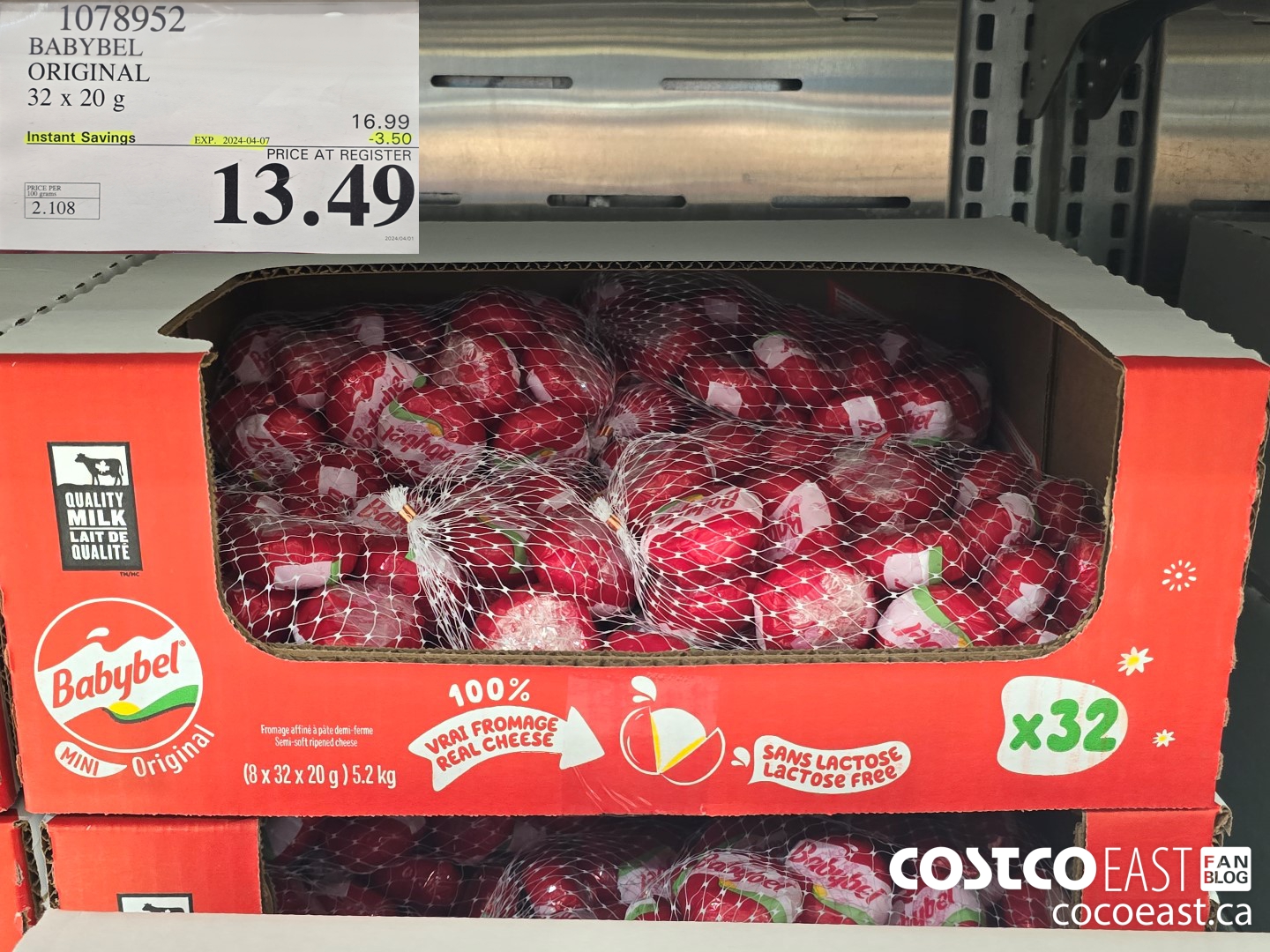 1078952 BABYBEL ORIGINAL 32 x 20 G ($3.50 INSTANT SAVINGS EXPIRES ON 2024-04-07) $13.49