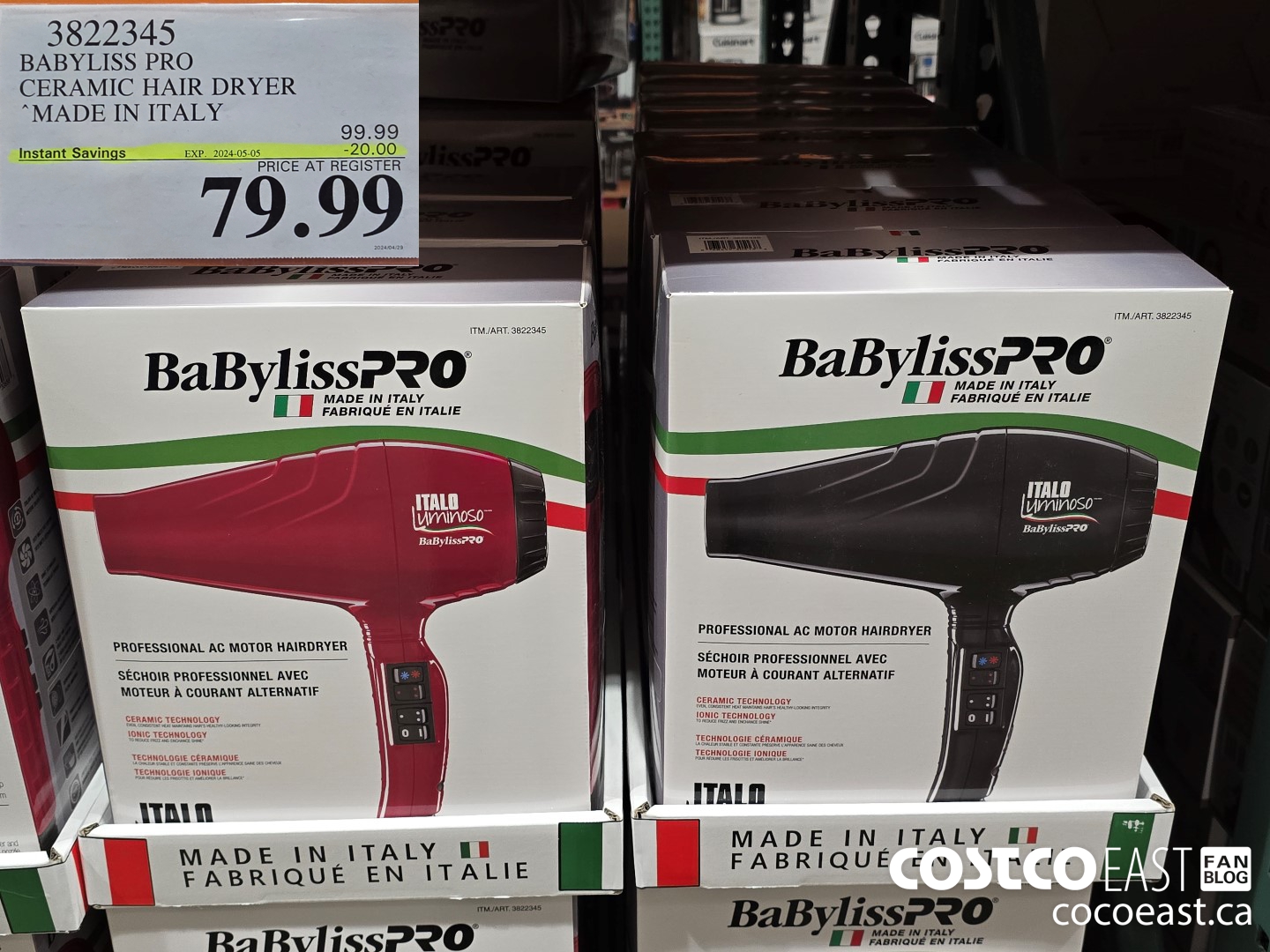 3822345 BABYLISS PRO CERAMIC HAIR DRYER MADE IN ITALY ($20.00 INSTANT SAVINGS EXPIRES ON 2024-05-05) $79.99