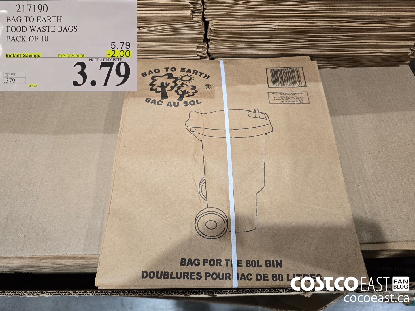 217190 BAG TO EARTH FOOD WASTE BAGS PACK OF 10 ($2.00 INSTANT SAVINGS EXPIRES ON 2024-04-28) $3.79