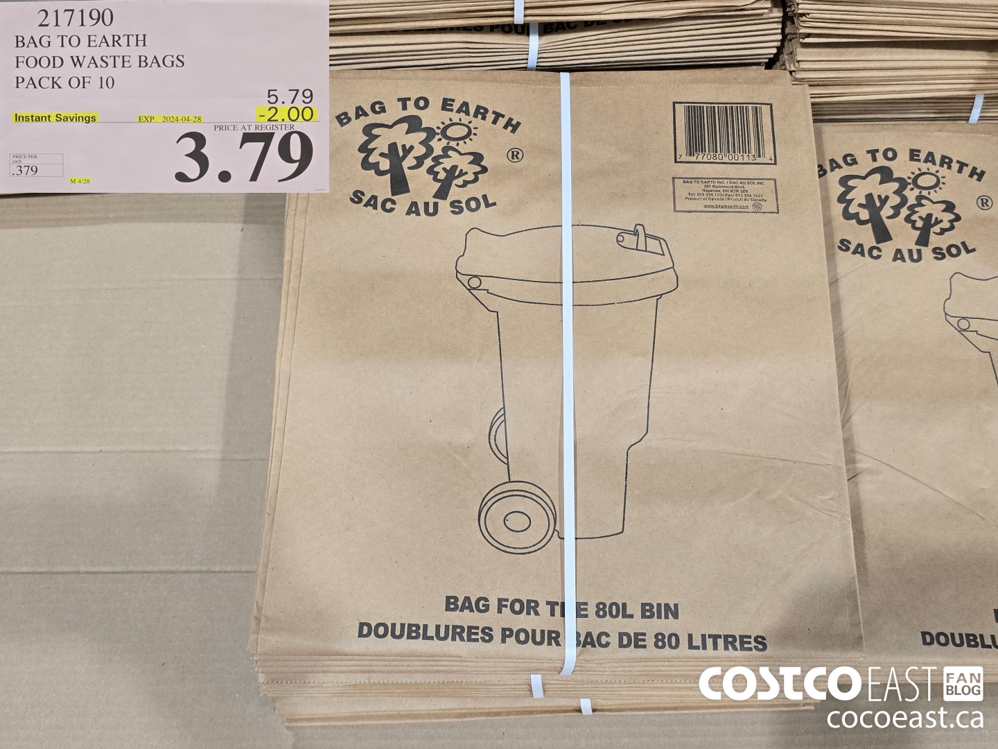 217190 BAG TO EARTH FOOD WASTE BAGS PACK OF 10 ($2.00 INSTANT SAVINGS EXPIRES ON 2024-04-28) $3.79