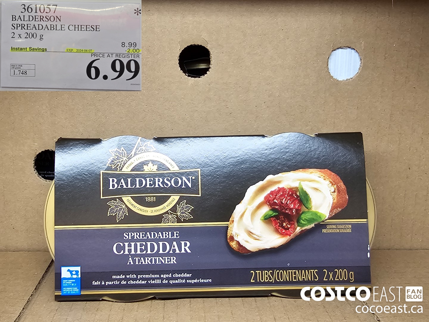 361057 BALDERSON SPREADABLE CHEESE 2 X 200 G ($2.00 INSTANT SAVINGS EXPIRES ON 2024-04-07) $6.99