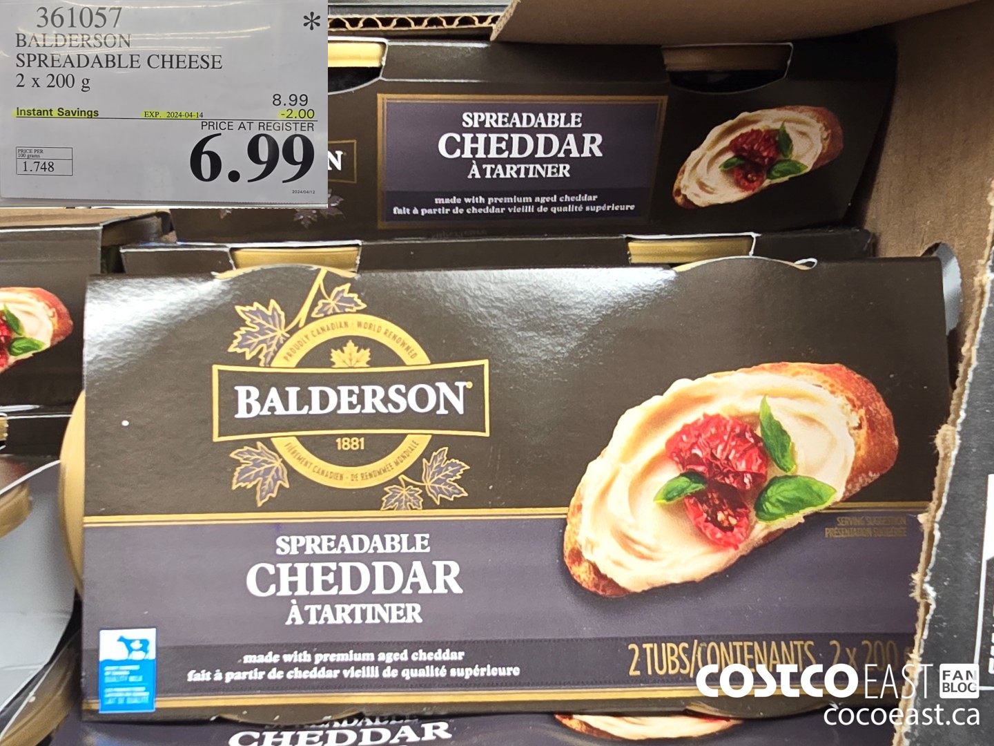 361057 BALDERSON SPREADABLE CHEESE 2 X 200 G ($2.00 INSTANT SAVINGS EXPIRES ON 2024-04-14) $6.99
