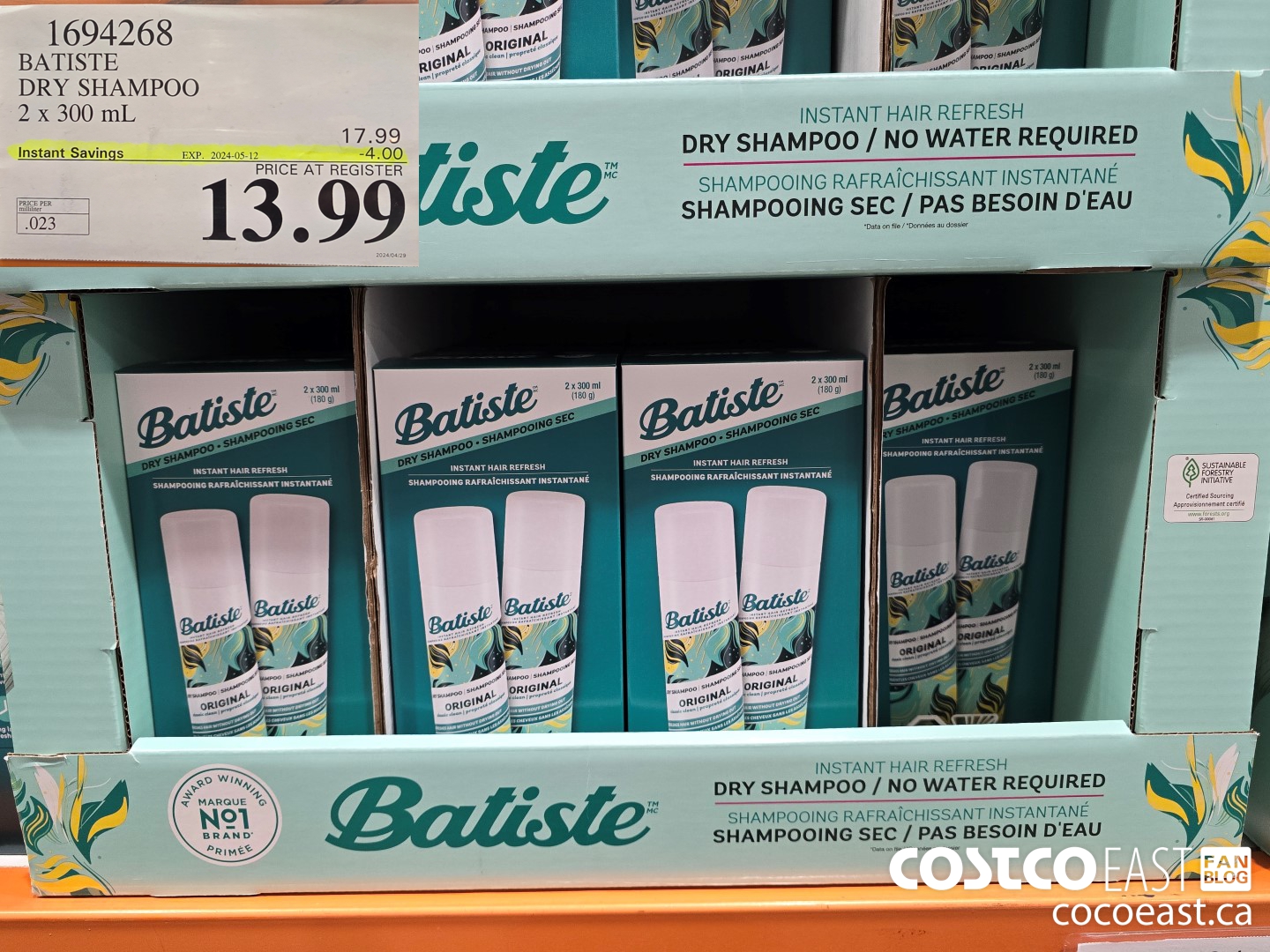 1694268 BATISTE DRY SHAMPOO 2 X 300 ML ($4.00 INSTANT SAVINGS EXPIRES ON 2024-05-12) $13.99