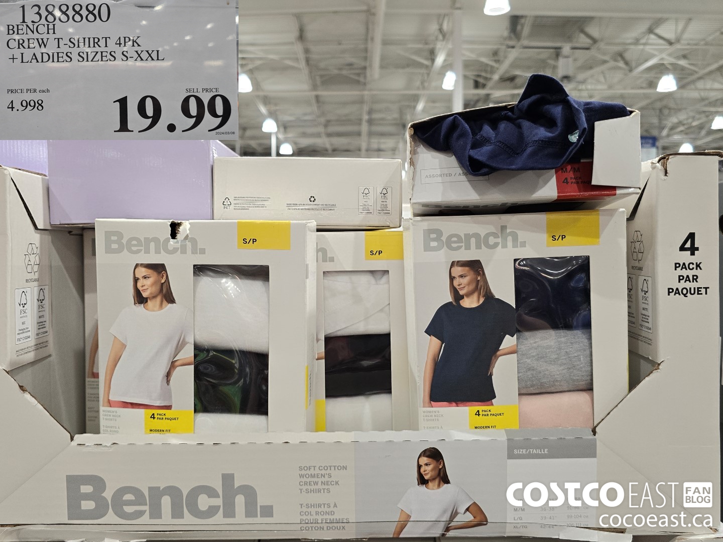 1388880 BENCH CREW TSHIRT 4PK +LADIES SIZES S-XXL $19.99