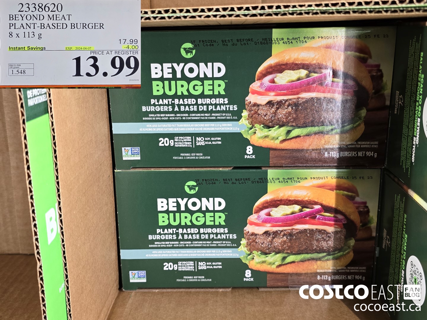 2338620 BEYOND MEAT PLANT-BASED BURGER 8 x 113 G ($4.00 INSTANT SAVINGS EXPIRES ON 2024-04-07) $13.99