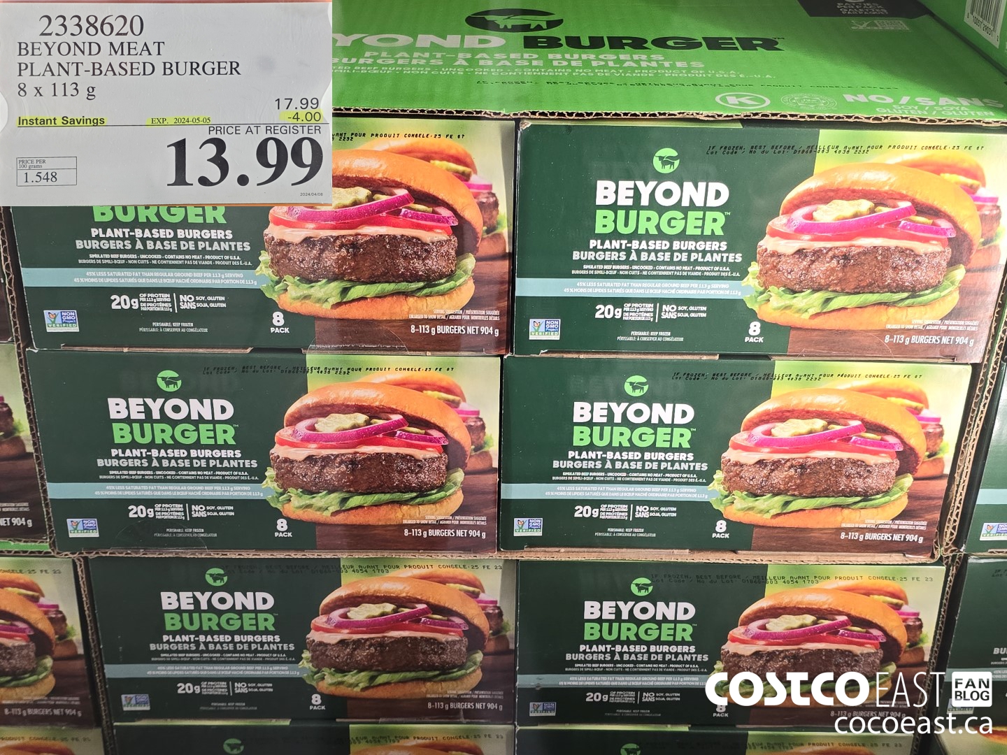 2338620 BEYOND MEAT PLANT-BASED BURGER 8 x 113 G ($4.00 INSTANT SAVINGS EXPIRES ON 2024-05-05) $13.99