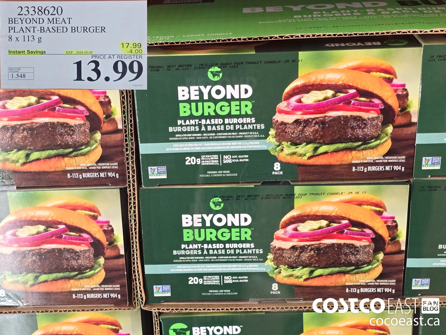2338620 BEYOND MEAT PLANT-BASED BURGER 8 x 113 G ($4.00 INSTANT SAVINGS EXPIRES ON 2024-05-05) $13.99