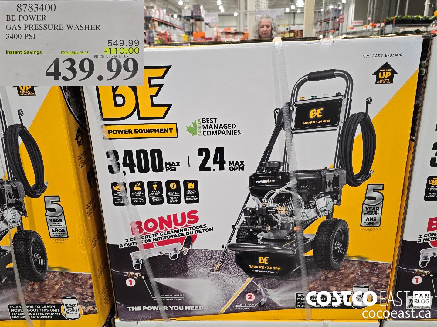 8783400 BE POWER GAS PRESSURE WASHER 5400 PSI ($110.00 INSTANT SAVINGS EXPIRES ON 2024-05-05) $439.99