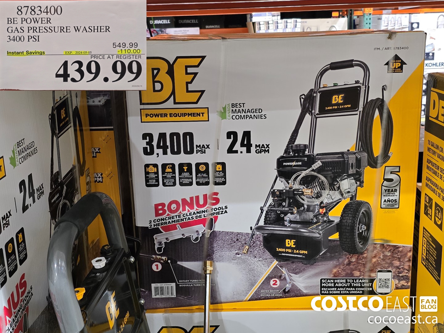 8783400 BE POWER GAS PRESSURE WASHER 5400 PSI ($110.00 INSTANT SAVINGS EXPIRES ON 2024-05-05) $439.99