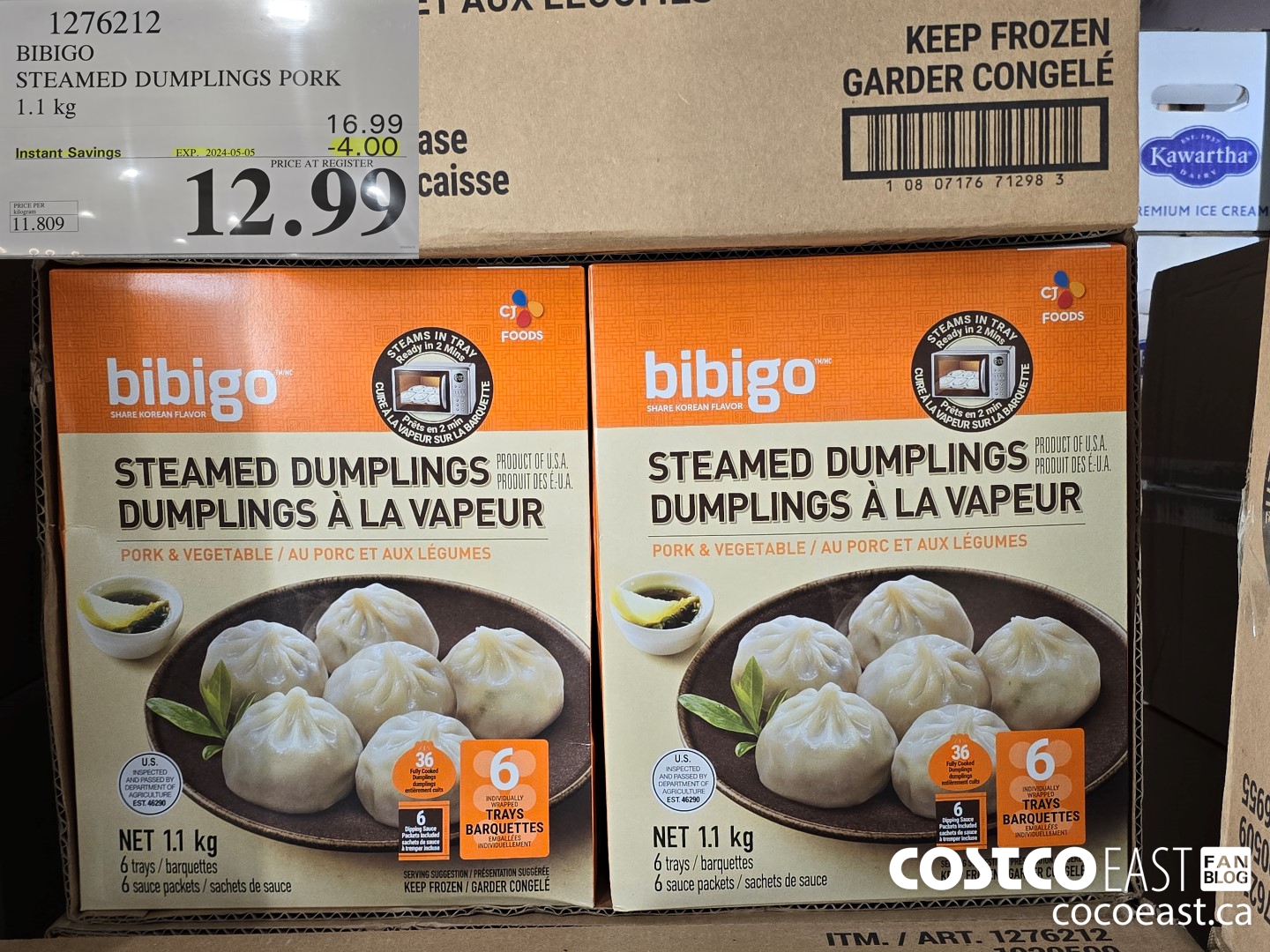 1276212 BIBIGO STEAMED DUMPLINGS PORK 1.1 KG ($4.00 INSTANT SAVINGS EXPIRES ON 2024-05-05) $12.99