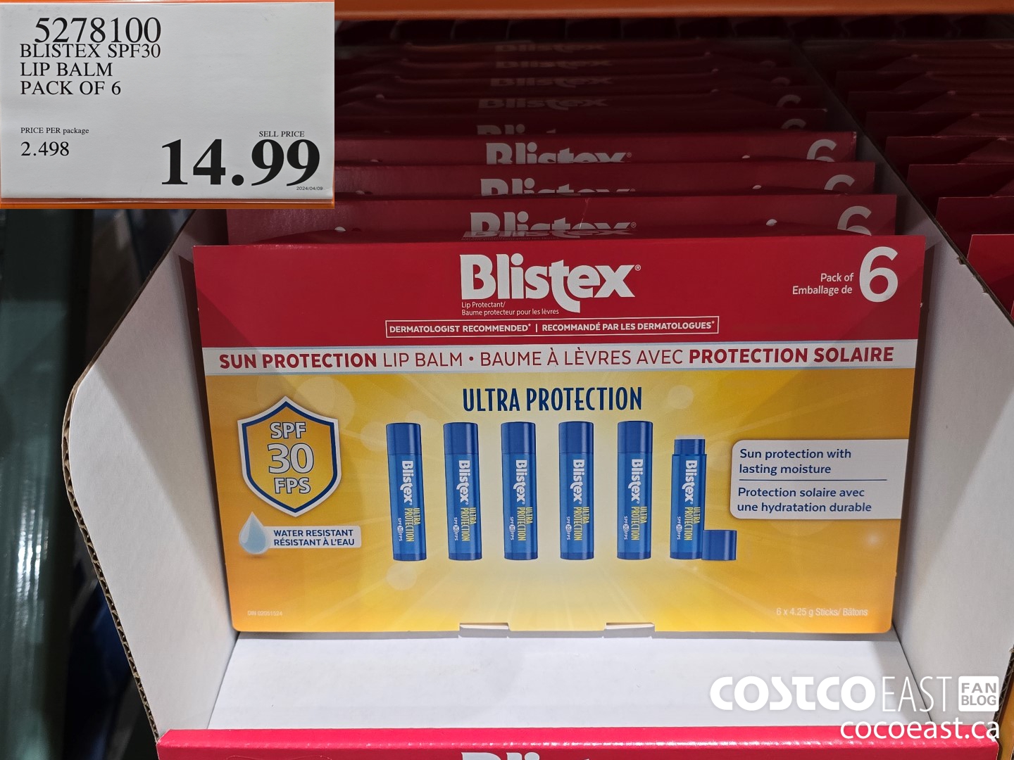 5278100 BLISTEX SPF30 LIP BALM PACK OF 6 $14.99