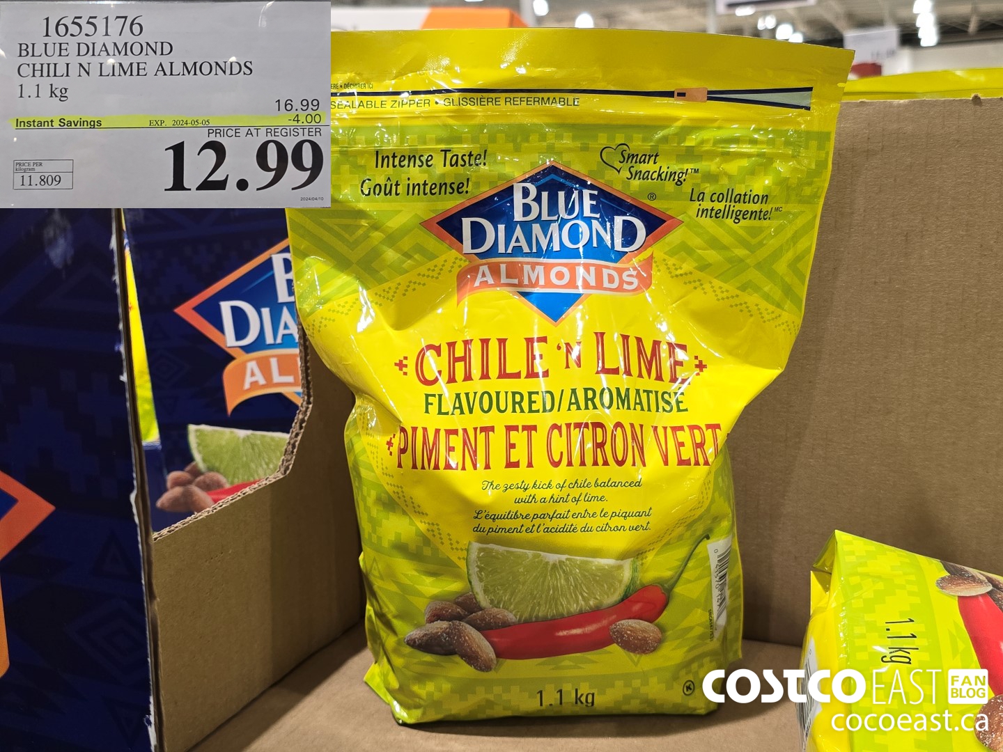 1655176 BLUE DIAMOND CHILI N LIME ALMONDS 1.1 kg ($4.00 INSTANT SAVINGS EXPIRES ON 2024-05-05) $12.99