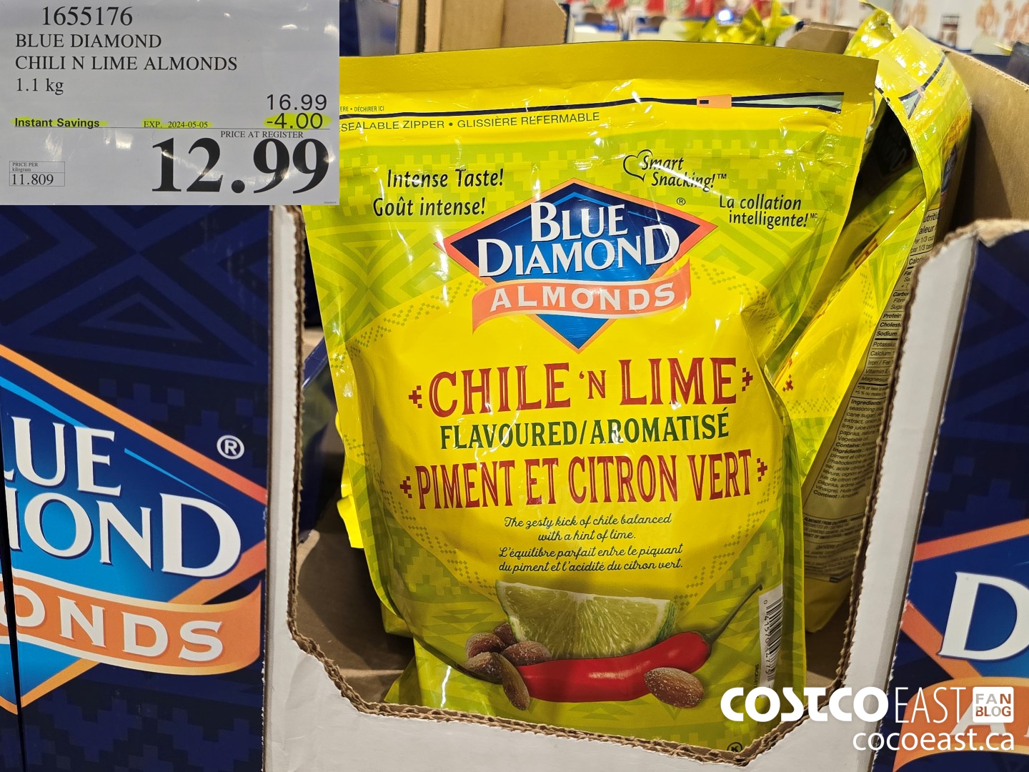 1655176 BLUE DIAMOND CHILI N LIME ALMONDS 1.1 kg ($4.00 INSTANT SAVINGS EXPIRES ON 2024-05-05) $12.99