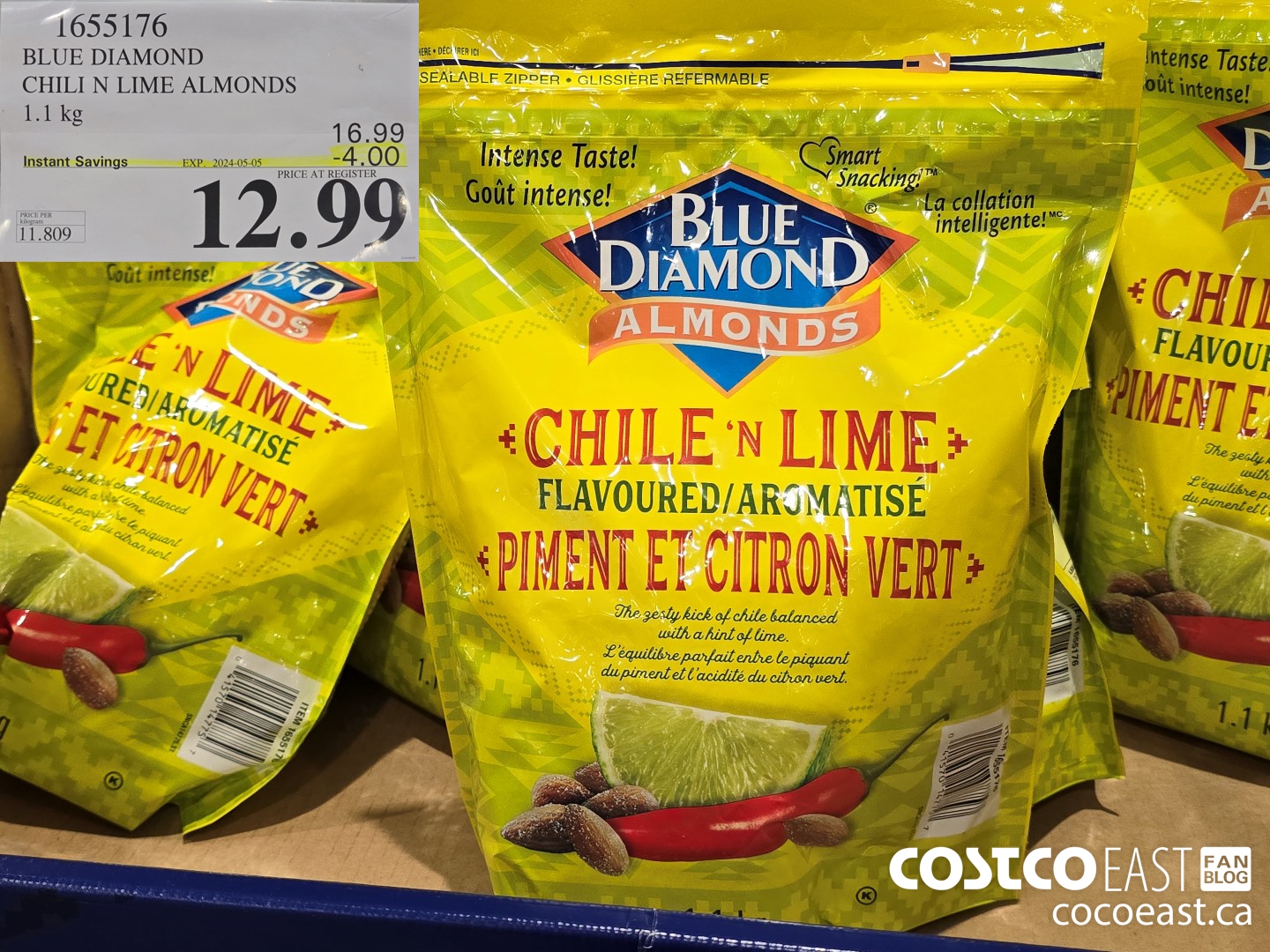 1655176 BLUE DIAMOND CHILI N LIME ALMONDS 1.1 kg ($4.00 INSTANT SAVINGS EXPIRES ON 2024-05-05) $12.99